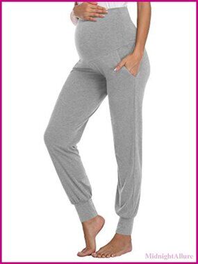 Maternity Joggers with Pockets, Stretchy Lounge & Workout Pants, Postpartum